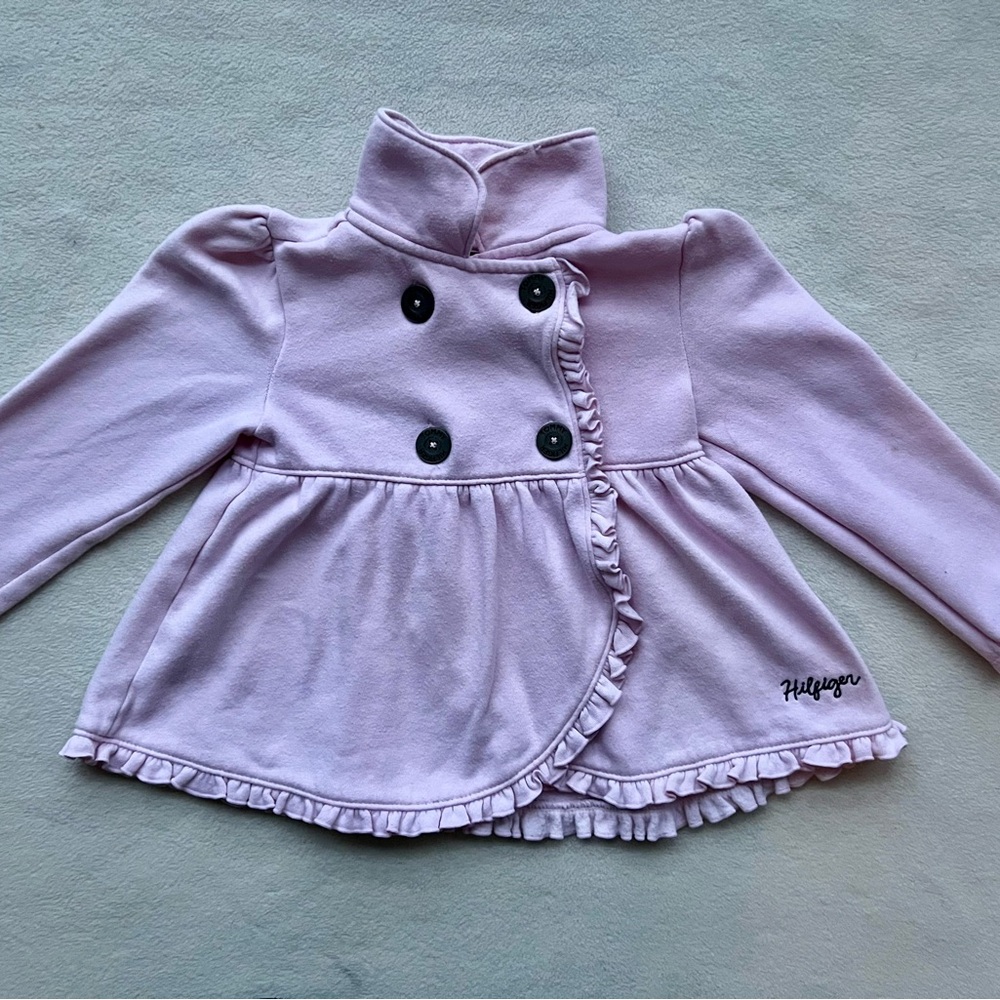 Tommy Hilfiger Toddler Girls Size 5 Pink Pea Coat Jacket Cotton Blend